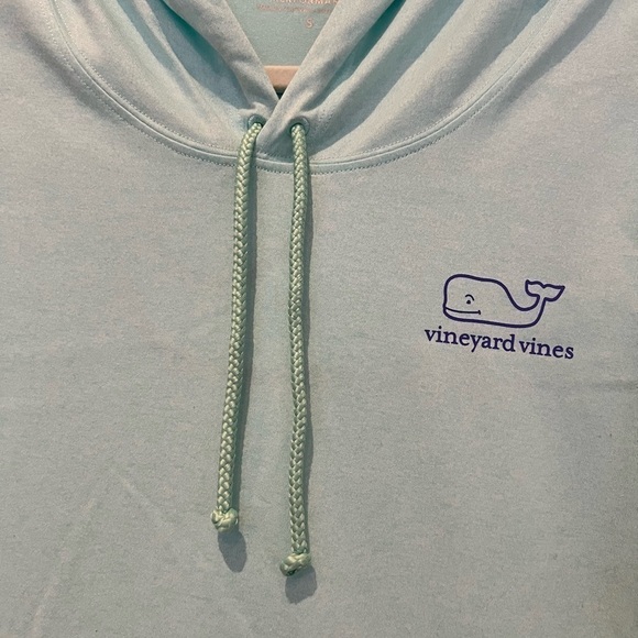 Edgartown Vintage Whale Long-Sleeve Hoodie Tee Size Small Aqua - Picture 8 of 9